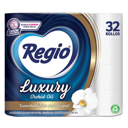 Papel Higiénico Regio Luxury Orchid Oil 32 Rollos con 250 Hojas Dobles