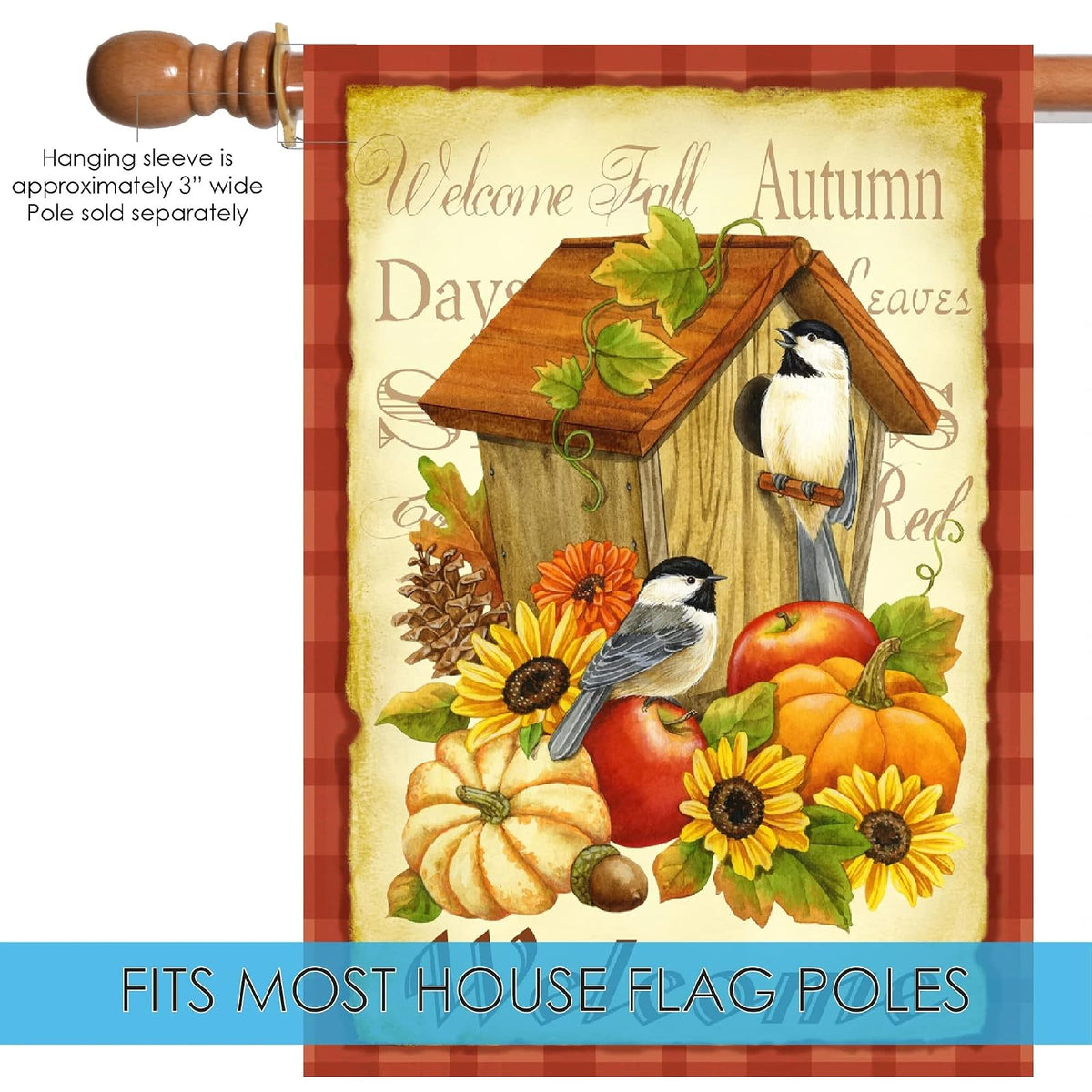 Toland Home Garden 102503 - Bandera de otoño de pájaros de otoño, 28 x 40 pulgadas, doble cara para decoración de patio de al aire última intervensión