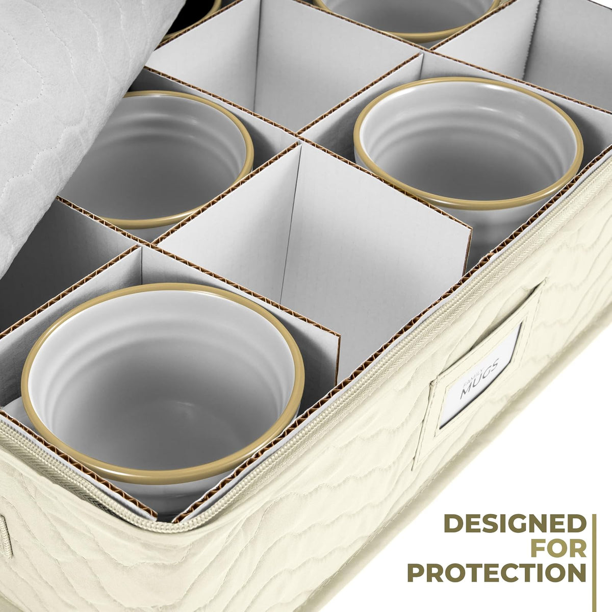 Sorbus China Storage Containers - 5 Pc Quilted Set for Moving & Transporting Dinnerware, Dishes, Round Plates, Glassware, Cups & Mugs with Felt Plate Protectors - Fine China Glass, Plate Storage Cases