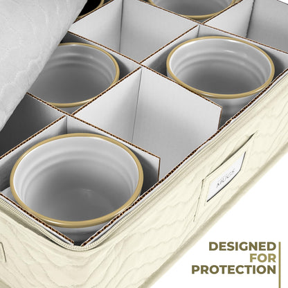 Sorbus China Storage Containers - 5 Pc Quilted Set for Moving & Transporting Dinnerware, Dishes, Round Plates, Glassware, Cups & Mugs with Felt Plate Protectors - Fine China Glass, Plate Storage Cases