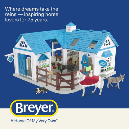 Breyer Stablemates Deluxe Animal Hospital | Juego de 10 Piezas | Escala 1:32 | 11.4 Pulgadas de Largo x 7.7 Pulgadas de Ancho x 9.2 Pulgadas de Alto, Modelo #59214, Azul