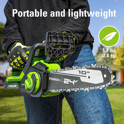 Motosierra de 10" CS24B210 Premium Greenworks de 24 V, incluye cargador y batería