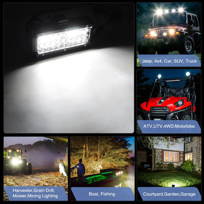 Nilight ZH303 - Juego de 2 Unidades de 6.5 Pulgadas y 120 W para conducción de 16 AWG para luz de Trabajo LED, Triple Fila, Todoterreno, camión, ATV, SUV, 2 años de garantía, Color Blanco