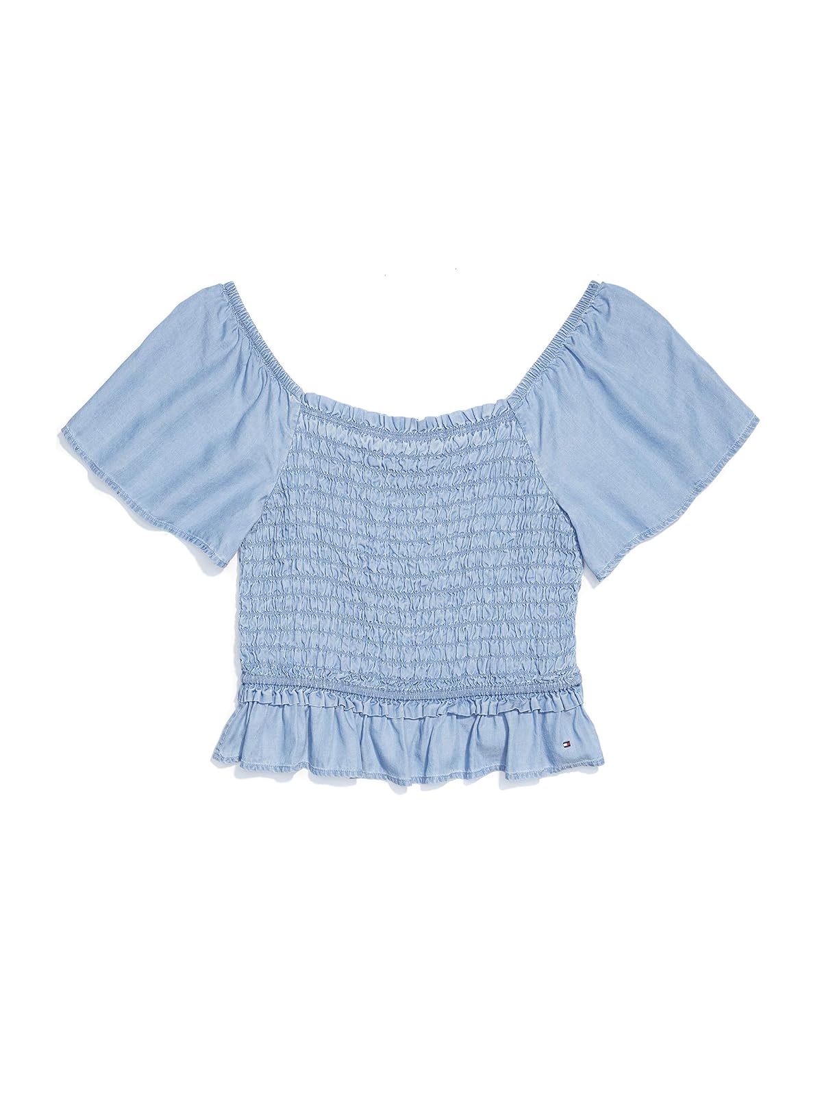 Tommy Hilfiger Camiseta de Manga con Volantes adaptativos y Escote Ancho para Mujer Blusas para Mujer