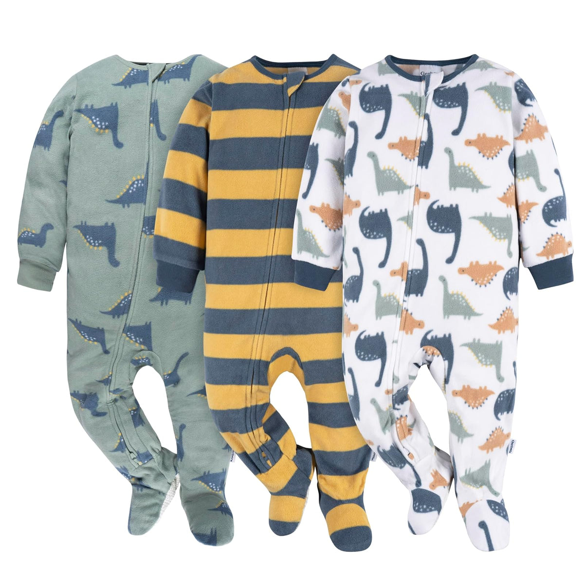 Gerber Paquete de 3 pijamas de forro polar resistentes al fuego Mamelucos para bebés y niños pequeñosbebés niños