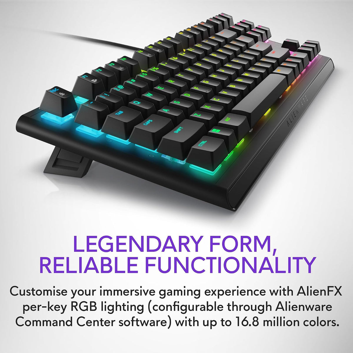 Alienware Teclado Tenkeyless para Juegos - AW420K USB-C | USB-C, cable desmontable, altura ajustable, RGB por tecla, lado oscuro de la luna