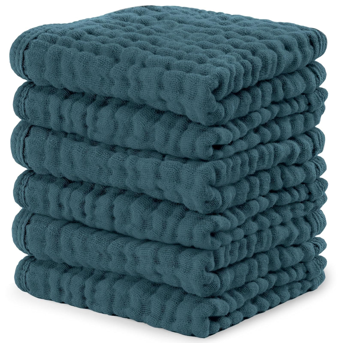 Comfy Cubs Toallitas de Muselina para Bebé, 6 Capas, Paquete de 10 - Paquete de 6 25x25 cm - Neptuno