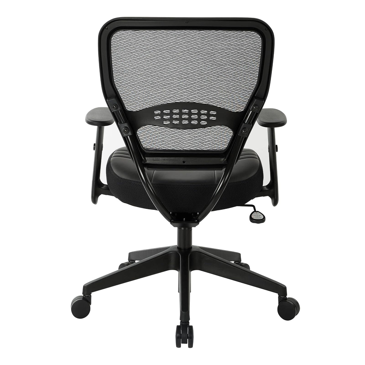 Space Seating Professional AirGrid Asiento de Piel ecológico Negro Acolchado con Respaldo Oscuro, Control de inclinación 2 a 1, Brazos Ajustables y tensión de inclinación con Base de Nailon para