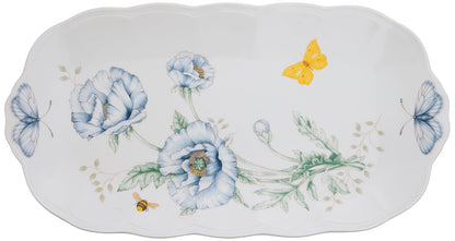 Lenox Butterfly Meadow - Bandeja rectangular para sándwiches | Acabado blanco, apto para lavaplatos | 37,47 cm de largo | Entretenimiento floral, bandeja de alimentos, regalo para mujer