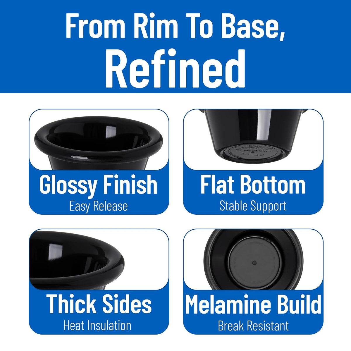 Carlisle 4312203 negro 2 onzas. Suave Ramekin (caja de 48)