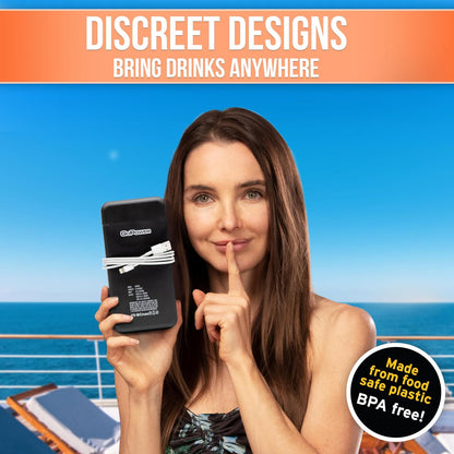 GoPong Cruise Bundle - Frascos de viaje con alcohol oculto (126 onzas en total) - Juego de 13 recipientes de licor secretos para playas, cruceros y eventos deportivos, incluye embudo y boquilla