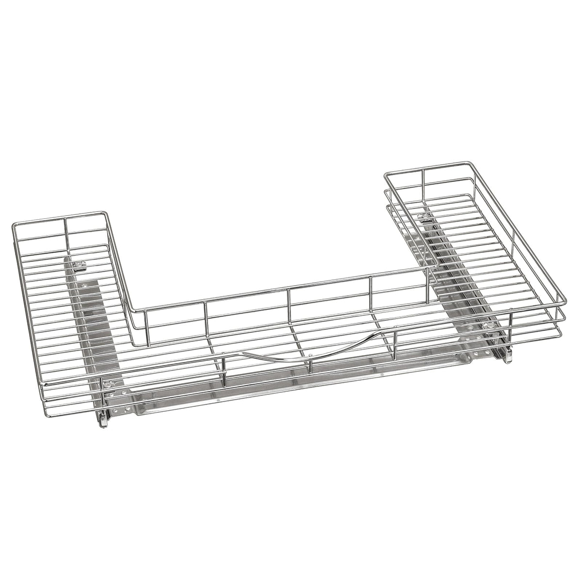 Lynk Organizador de clóset de baño para colocar bajo el lavabo profesional con ruedas – Dos cajones extraíbles con estante deslizante – 29,2 cm ancho x 45,7 cm profundo – Cromo, Organizador en forma de U para debajo del fregadero, Cromado, 1
