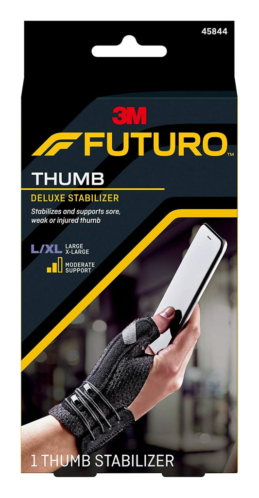 Futuro Deluxe Thumb Stabilizer, Improves Stability, Moderate Stabilizing Support, Large/X-Large, Black