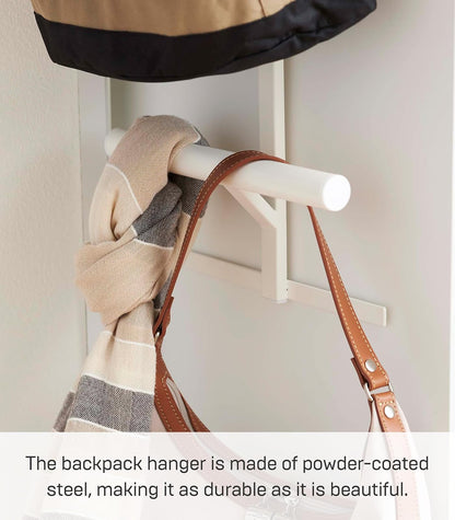 Yamazaki Home Tower - Mochila para colgar sobre la puerta para clóset o recámara, estante de almacenamiento de metal de dos niveles, fácil instalación, acero
