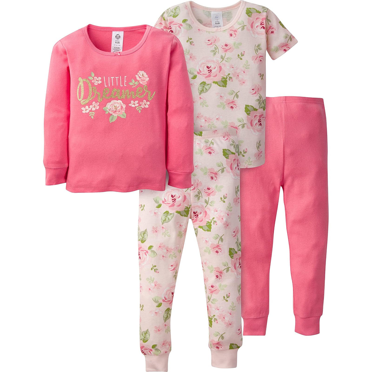 Gerber conjunto de pijama de 4 piezas para niña - Rosa rosado - 18 Meses
