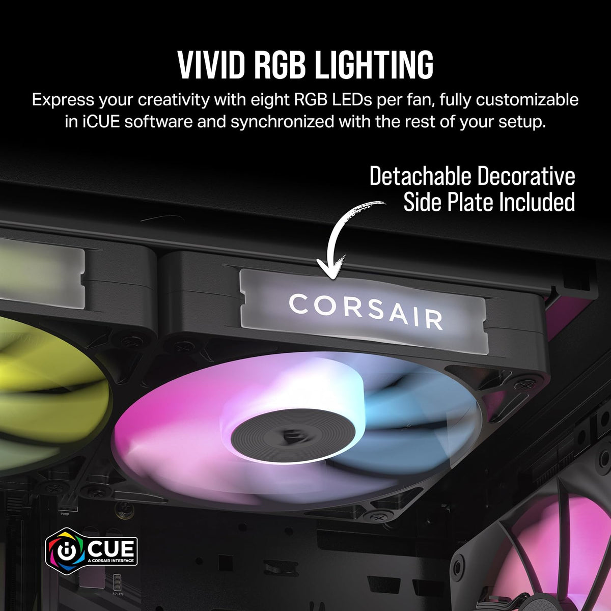 CORSAIR iCUE Link RX140 Ventiladores PWM RGB de 140 mm con iCUE Link System Hub - Rodamiento de Cúpula Magnética - Paquete Doble - Negro
