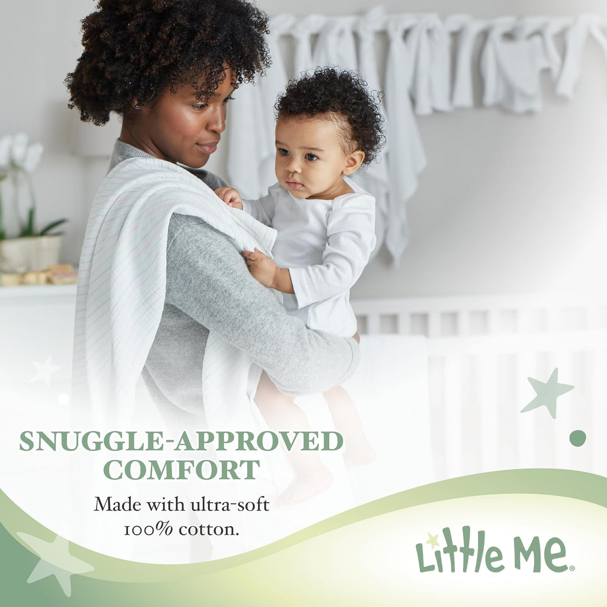 Mameluco Little Me LBQ04548N | Manga larga, etiqueta sin arañazos, artículos esenciales para bebés, ropa de dormir de una sola pieza