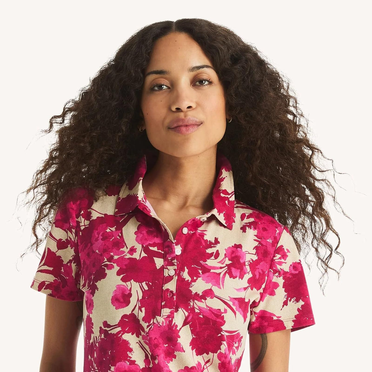 Nautica Polo de Manga Corta con Botones para Mujer