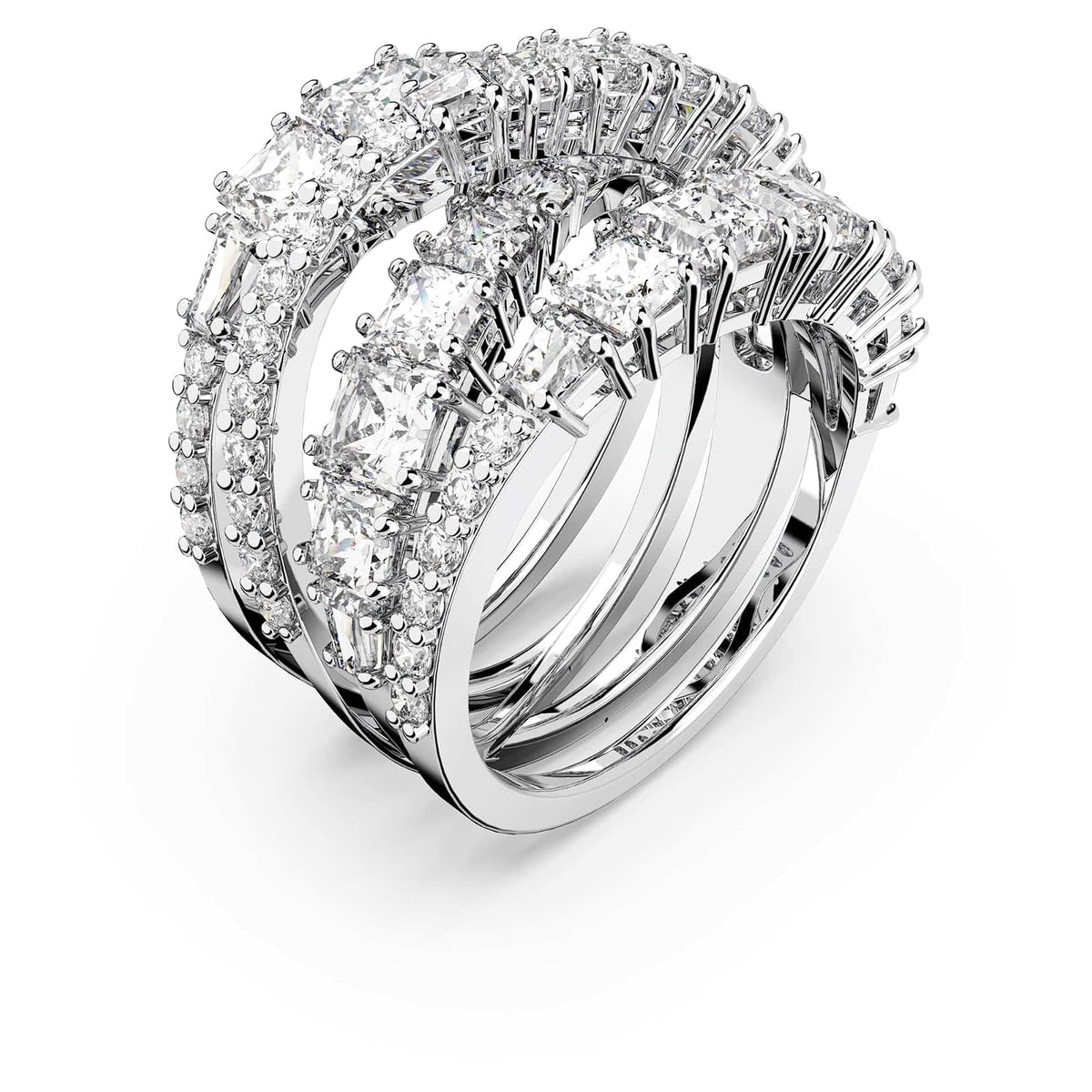 Swarovski Anillo Twist Wrap, Tallas mixtas, Blanco, Baño de rodio