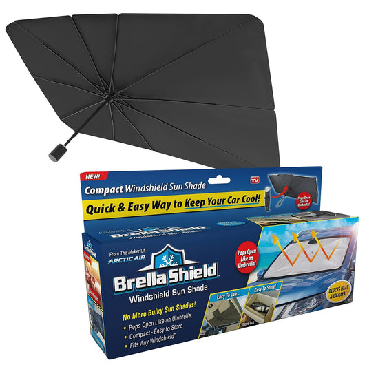 Ontel Brella Shield - Parasol para Parabrisas de Arctic Air, diseño Compacto Que se Abre como un Paraguas y se Adapta a Automóviles, Camiones y SUV, tamaño único (31 x 57), como se ve en la televisión