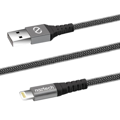 Naztech Lightning to USB Durable 4ft Braided Charge/Sync Cable, 8-pin MFi Certified, Tangle-Free, Compatible For All iPhones/iPads/iPods Plus Other Lightning Enabled Devices (Black)