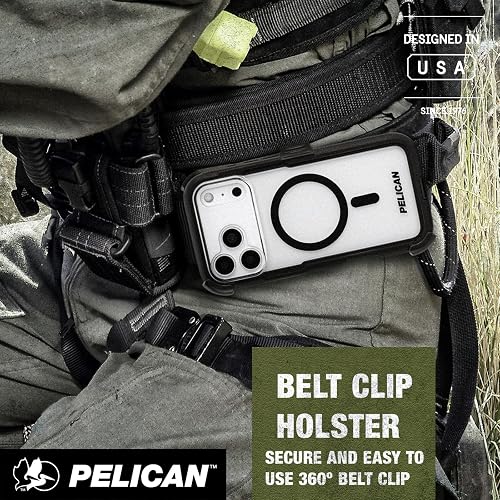 Pelican Voyager - Funda para iPhone 17 Pro Max [compatible con MagSafe] Funda resistente para teléfono de 25 pies, protección contra caídas de grado militar, cubierta resistente con clip para cinturón