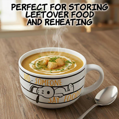 Silver Buffalo Peanuts Squad - Taza de cerámica, 24 onzas, color blanco | Blanco, 24 oz, 1 unidad, incluye tapa, licencia oficial