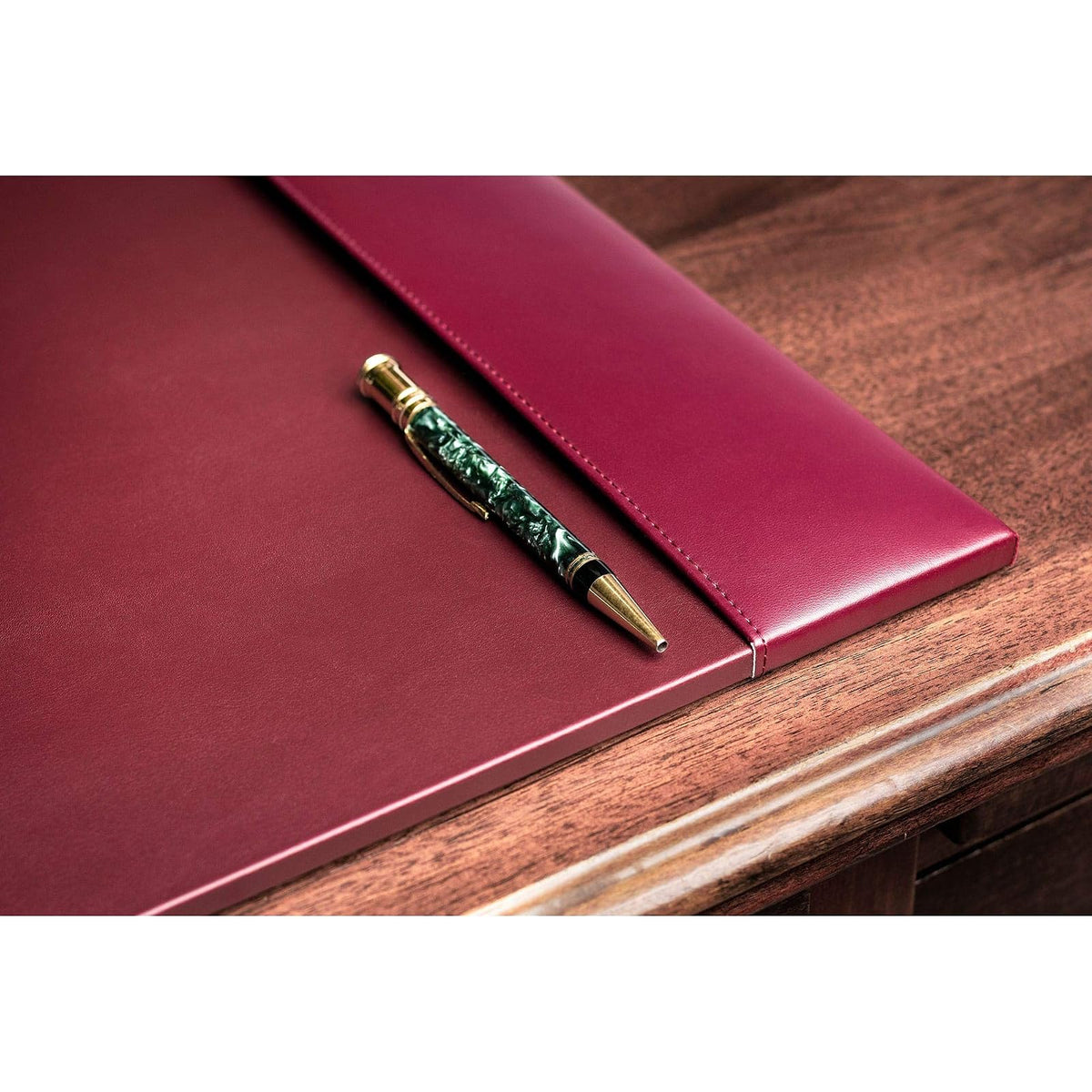 Dacasso Luxury - Almohadilla de computadora de Piel de Color Burdeos de 30 x 18 Pulgadas con rieles Laterales, Protector de Superficie de computadora Acolchado para Escritura