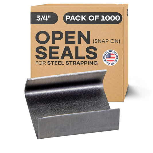 IDL Packaging -ST-O-34 3/4" juntas abiertas (a presión) para tiras de acero, caja de 1000