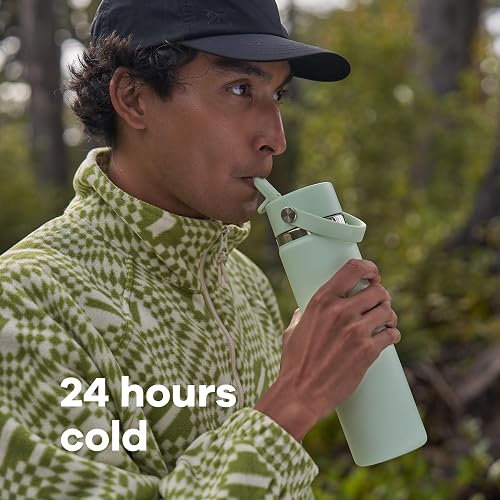 Hydro Flask - Botella de agua de acero inoxidable aislada, tapa ancha con popote, no derrama, a prueba de fugas en trillium rosa de 32 onzas