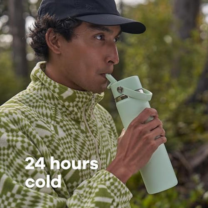 Hydro Flask - Botella de agua de acero inoxidable aislada, tapa ancha con popote, no derrama, a prueba de fugas en trillium rosa de 32 onzas