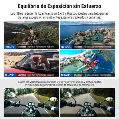 NEEWER 4 Filtro ND Polarizador Compatible con Insta360 Ace Pro 2, ND8/PL+ND16/PL+ND32/PL+ND64/PL, Accesorio NO Compatible con Versión Actualizada del Protector Lente Octogonal Redondo Rediseñado, FL91