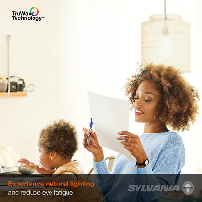 Sylvania - foco LED TruWave Natural Series BR40, equivalente a 85 W, 12 W, 1100 lúmenes, base media, regulable, esmerilada, 3000 K, blanco, paquete de 2 (40786)
