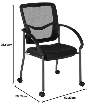 Office Star Progrid - Silla apilable de Lujo para visitantes con Respaldo Transpirable y Asiento de Apoyo Lumbar Acolchado, con Ruedas rodantes, carbón FreeFlex