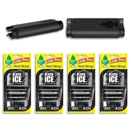 LITTLE TREES - Ambientador para automóvil | La envoltura de ventilación proporciona un aroma duradero, ¡invisiblemente fresco! | Black Ice, 1 paquetes de 4 piezas.