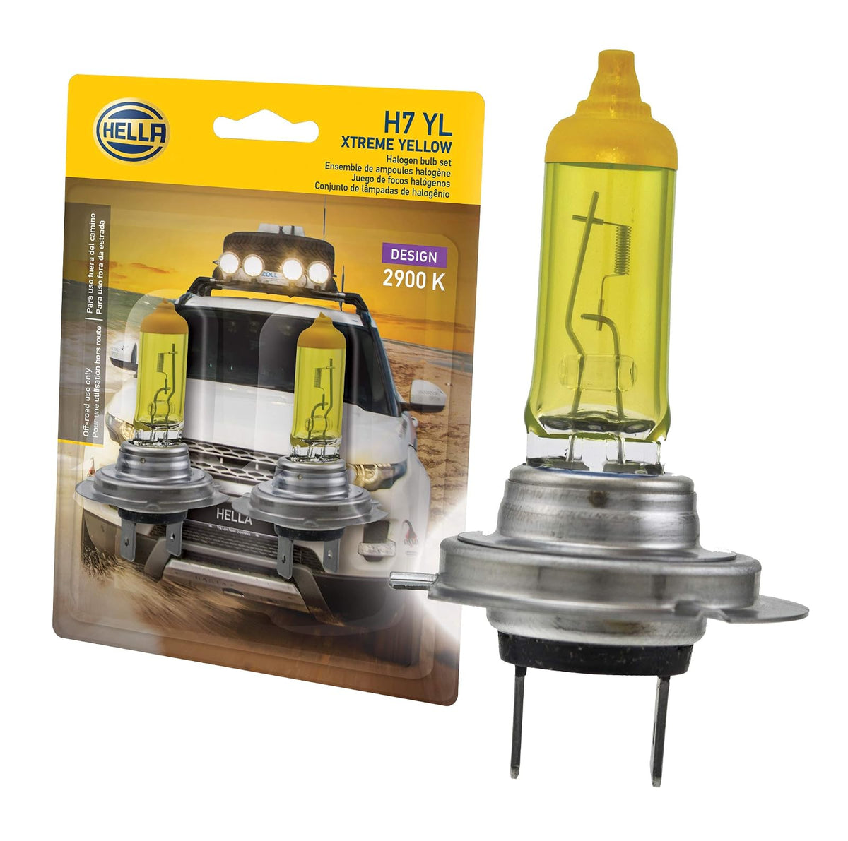 HELLA H7 Focos Halógenos para Auto - Yellow - 55W - Blíster doble