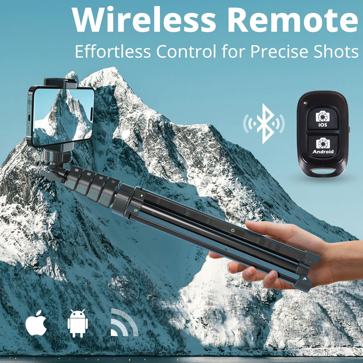 UBeesize - Trípode Extensible para Selfies, 51 Pulgadas, con Mando a Distancia Bluetooth para iPhone y teléfono Android, Aluminio Resistente, Ligero