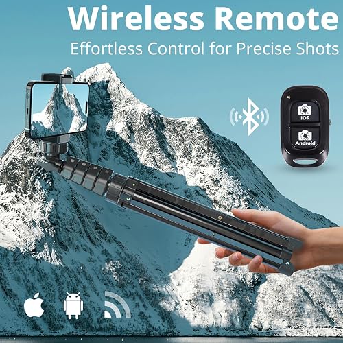 UBeesize - Trípode para teléfono de 72 Pulgadas y Palo para Selfie, Soporte para trípode de cámara con Control Remoto inalámbrico y Soporte para teléfono, Compatible con iPhone Android, Perfecto para