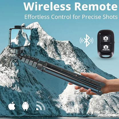 UBeesize - Trípode para teléfono de 72 Pulgadas y Palo para Selfie, Soporte para trípode de cámara con Control Remoto inalámbrico y Soporte para teléfono, Compatible con iPhone Android, Perfecto para