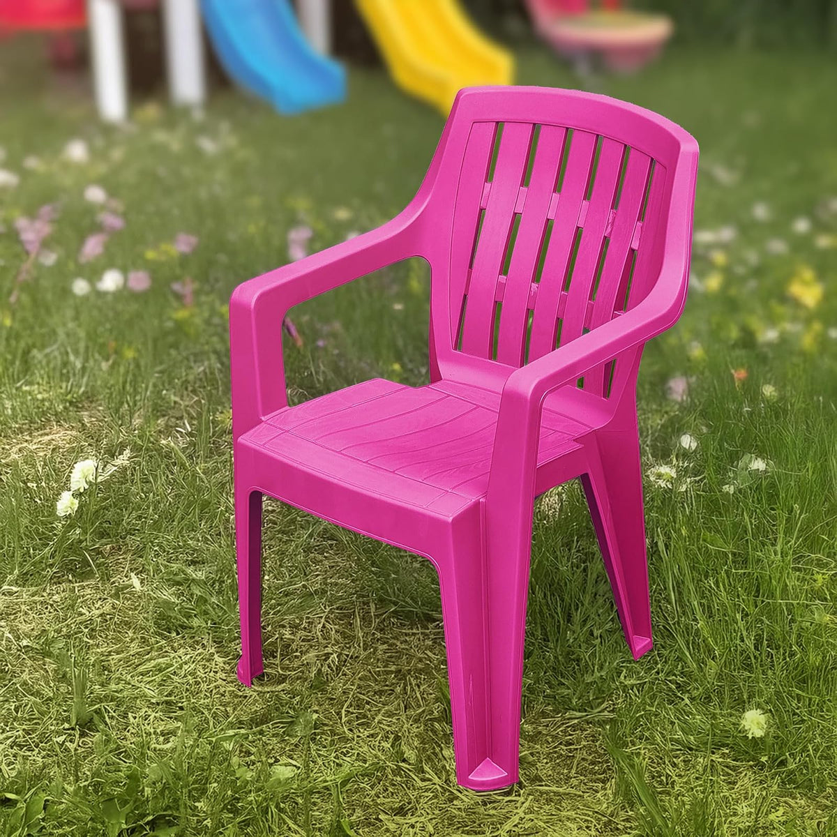Guateplast Silla Infantil Kinder Pequeña | Fucsia, plástico polipropileno, estructura de hierro, apilable, para guardería, escuela y hogar