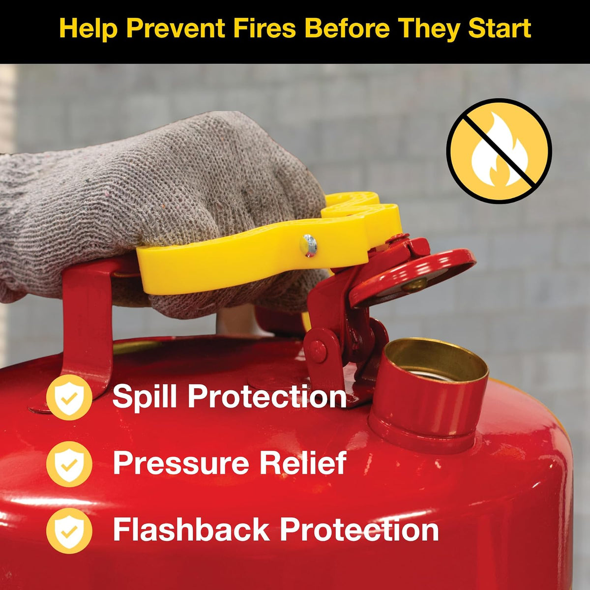 Eagle UI-10-FS Red Galvanized Steel Type I Gasoline Safety Can with Funnel, 1 gallon Capacity, 8" Height, 9" Diameter