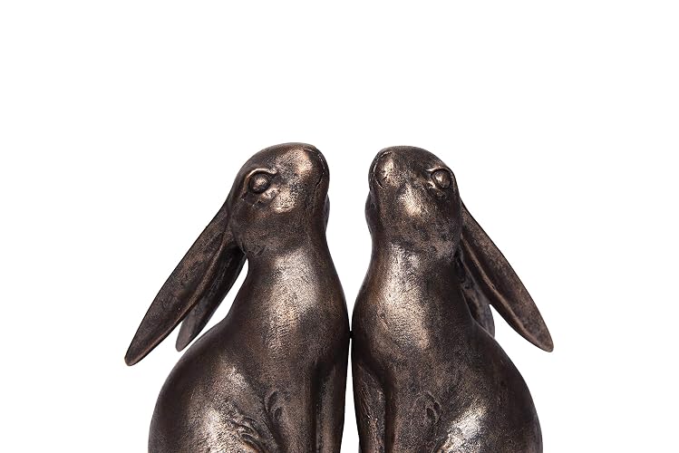 Creative Co-op - Sujetalibros de Resina de Bronce en Forma de Conejo (Juego de 2 Piezas)