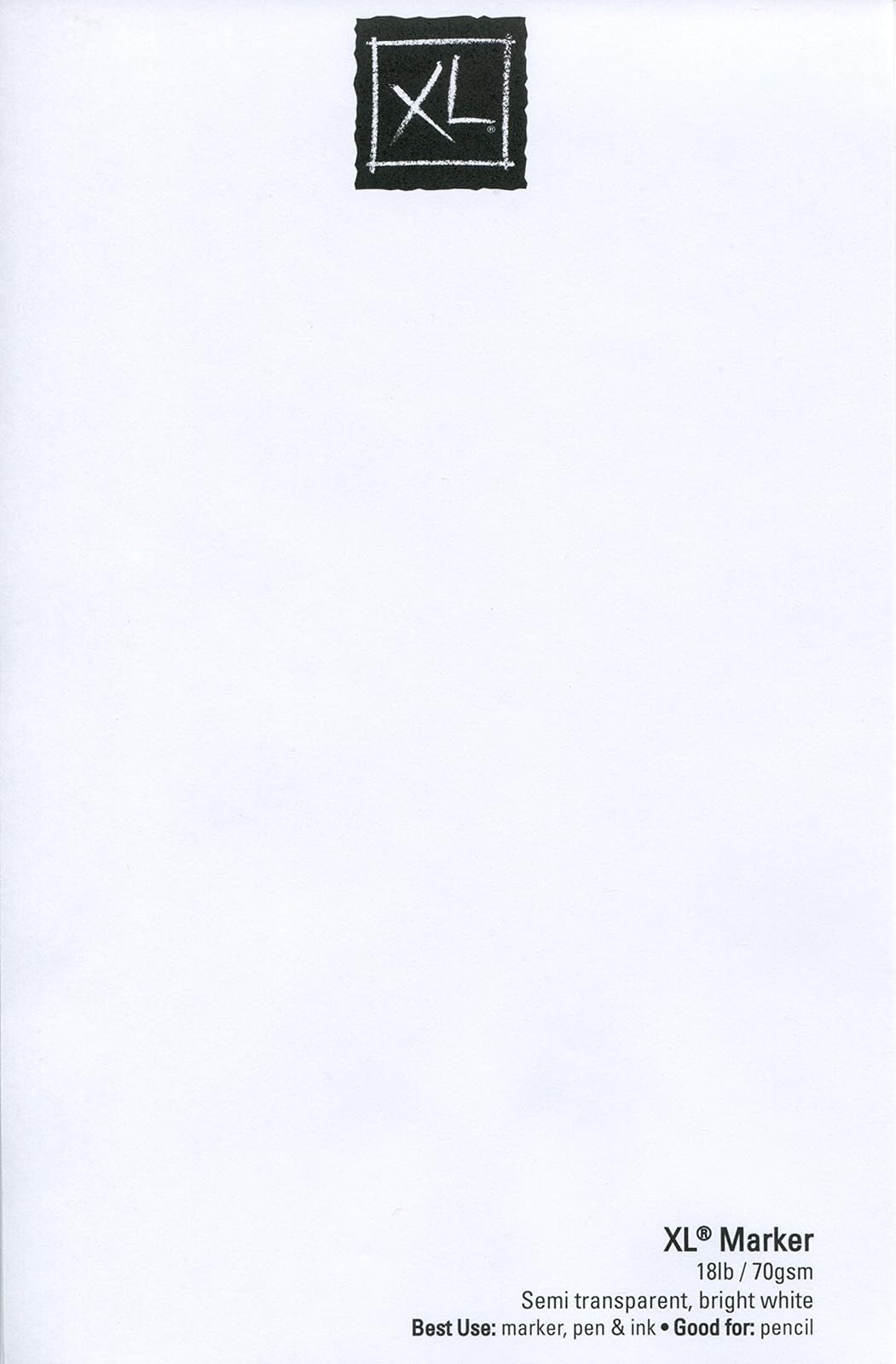 Canson - Bloc de papel marcador de la serie XL, semitranslúcido para bolígrafo, lápiz o marcador, plegable, 18 libras, 9 x 12 pulgadas, blanco, 100 hojas (400023336)