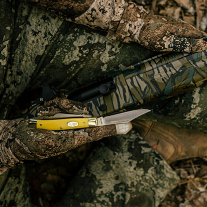 Schrade 94OTY Old Timer Yellow Gunstock Trapper | Old Timer 29OT Mountain Beaver - Cuchillo de bolsillo plegable con hoja de acero de alto carbono