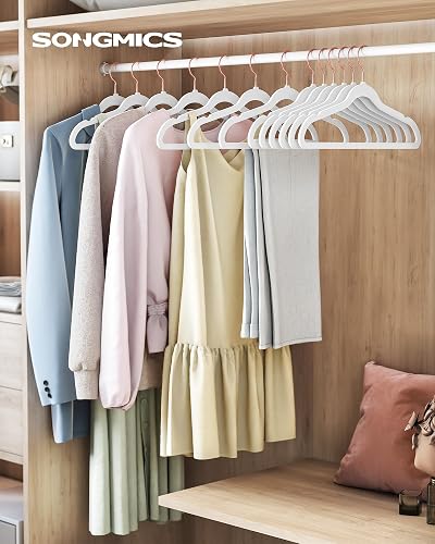 SONGMICS Ganchos de Ropa de Terciopelo 50 PCS, Giratorios de 360° | Para Ropa Fina y Abrigos, Antideslizantes y Ahorradores de Espacio, MCRF026W03