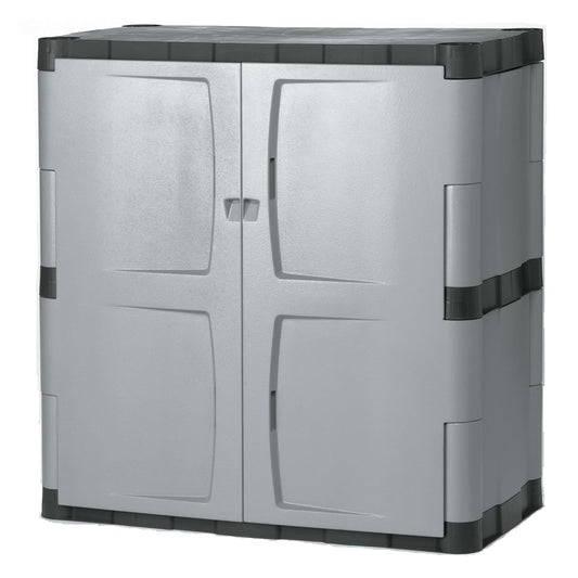 Rubbermaid Commercial Products – Gabinete de Almacenamiento con Puertas y Cerradura, Armario de Resina para Herramientas, 91 cm de Ancho, Gris/Negro FG708500MICHR