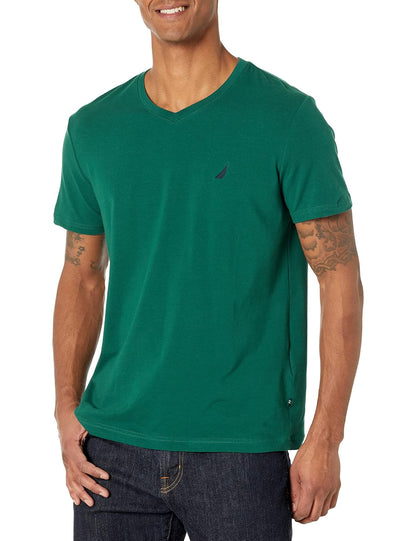 Nautica Playera de Manga Corta con Cuello en V para Hombre - Verde Pino - XXL