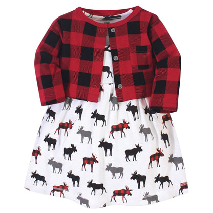 Hudson Baby Conjunto de Vestido y cárdigan de algodón Vestido Casual para bebés niñas