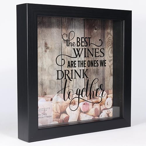 Lawrence Frames - Soporte de corcho Shadow Box para vino, 10 x 10, negro