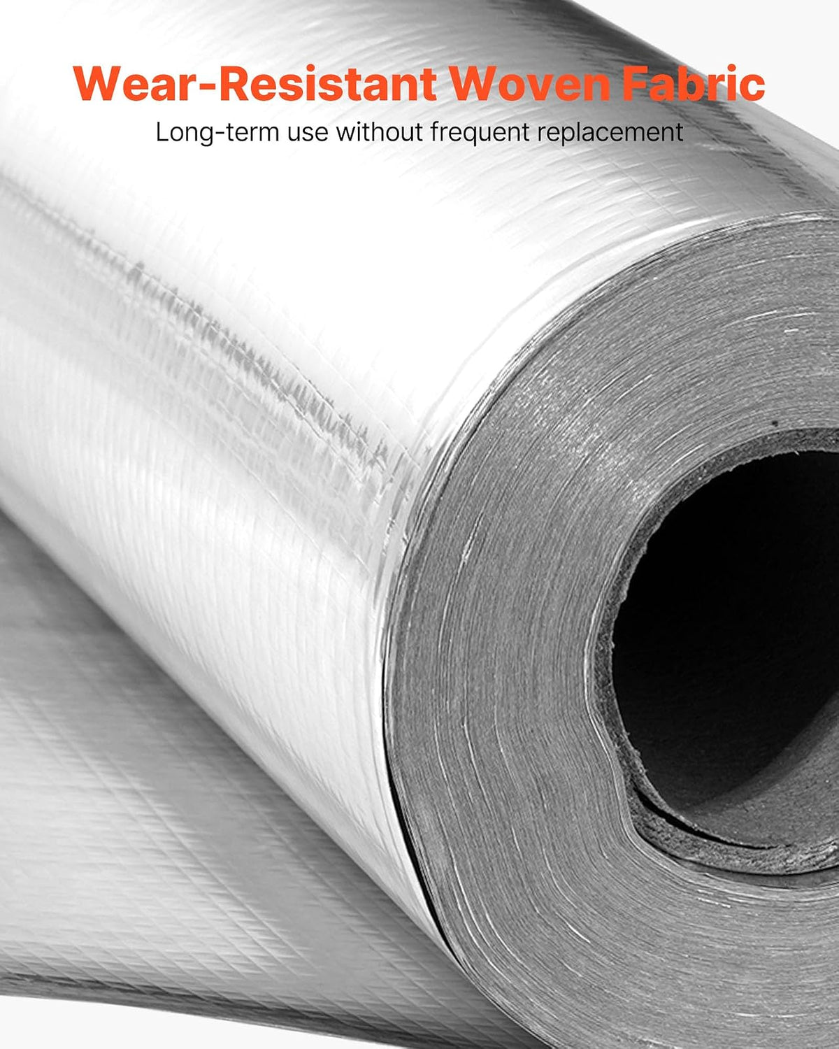 VEVOR Rollo de Aislamiento Reflectante Doble, Barrera Radiante de Tela Tejida sin Perforar, 38,1 x 1,22 m x 0,15 mm, Lámina de Aluminio de Doble Cara, Reflectividad ≥ 95%, para Techos y Ventanas